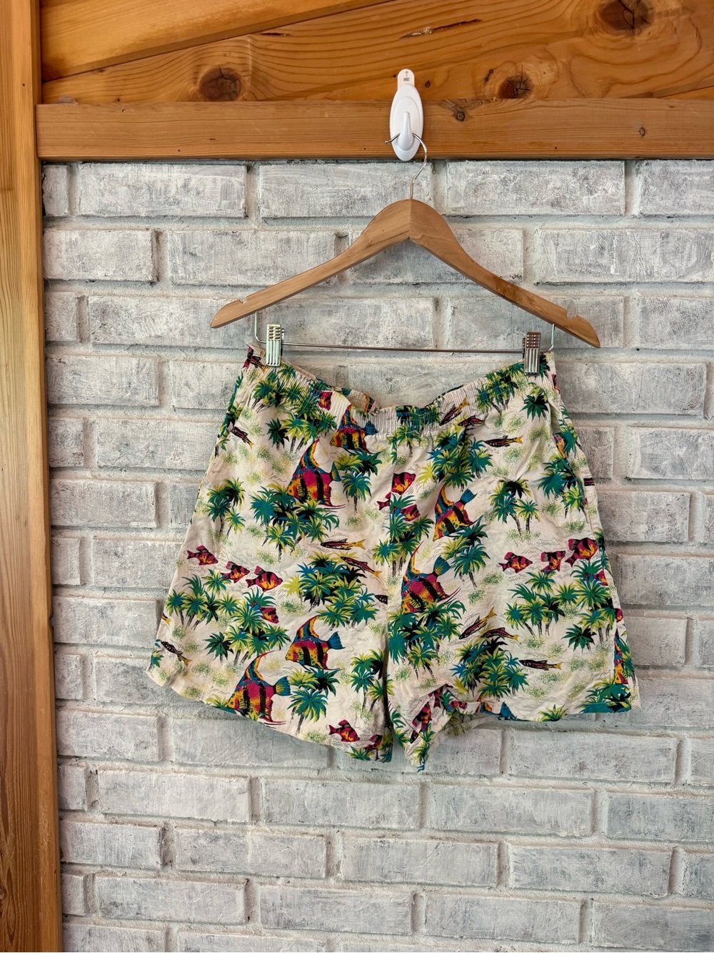 South Breeze vintage Tropical Parrot Print Cotton Shorts
